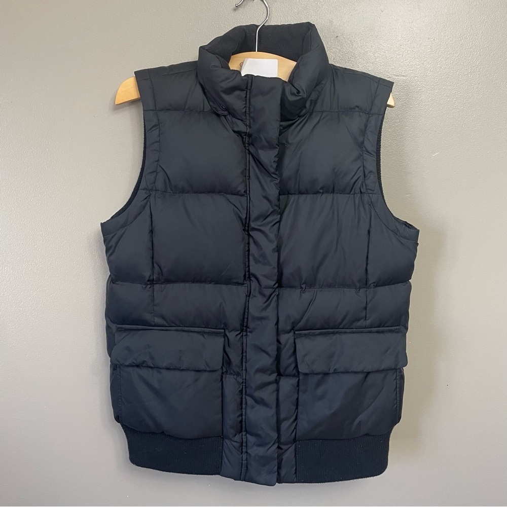 Gap Black Quilted Mock Neck Full Zip & Snaps Closure Down Puffer Vest Size S